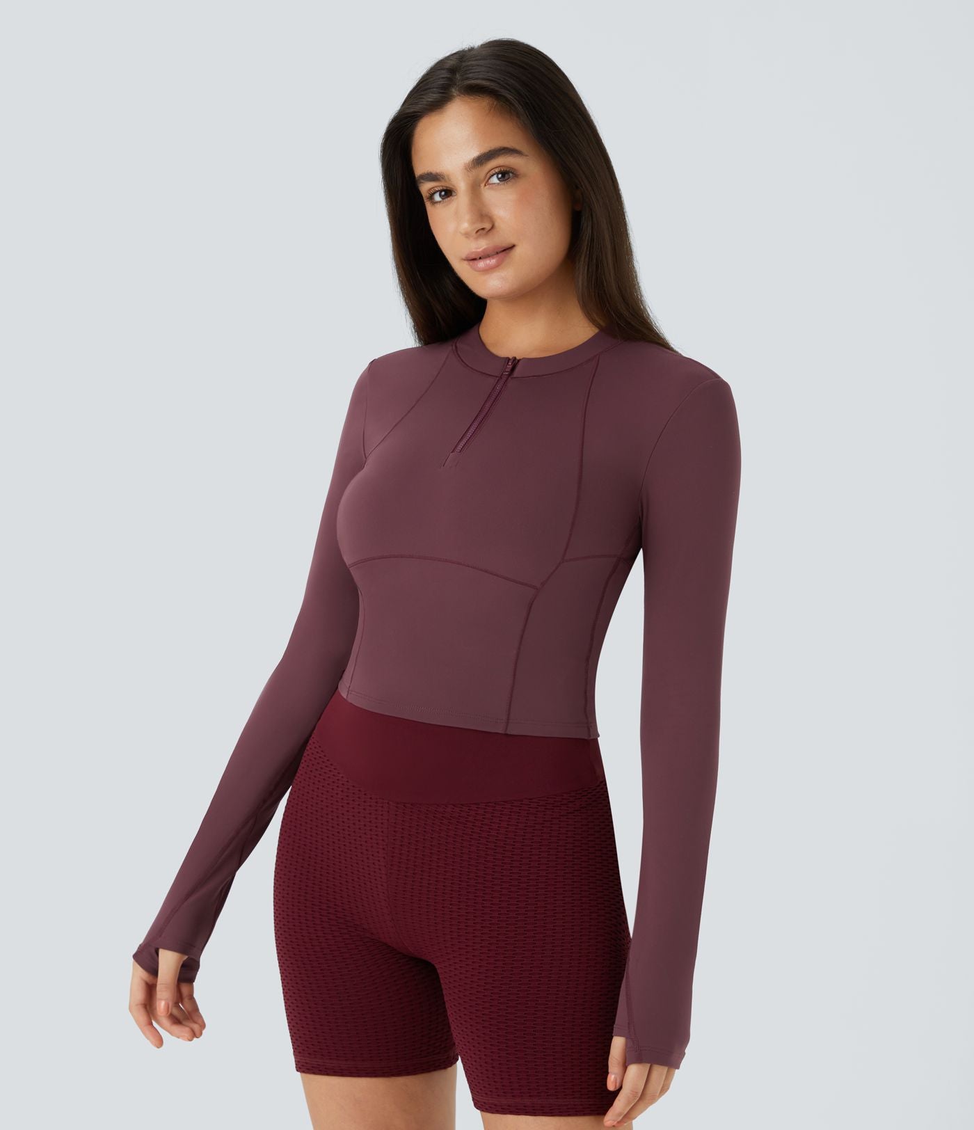 Softlyzero™ Plush Top Sport de Golf Court à Manches Longues avec Trou pour Pouce et Demi-Zip