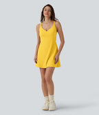 Robe sport danse mini 2-en-1 col V dos nu SoftlyZero™ Plush avec poches - Édition Easy Peasy
