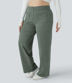 Pantalon coupe droite grande taille taille haute DayStretch avec poches