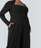 Combinaison grande taille jambe large à manches longues avec poches - Édition Easy Peasy