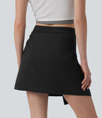 Jupe courte casual 2-en-1 à plis taille haute