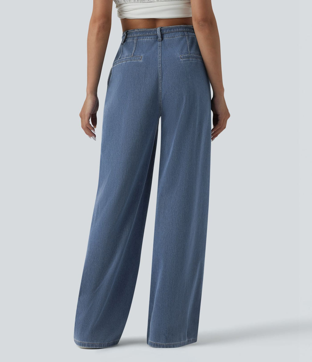 Jean large Halara Flex™ casual taille haute avec ceinture et poches