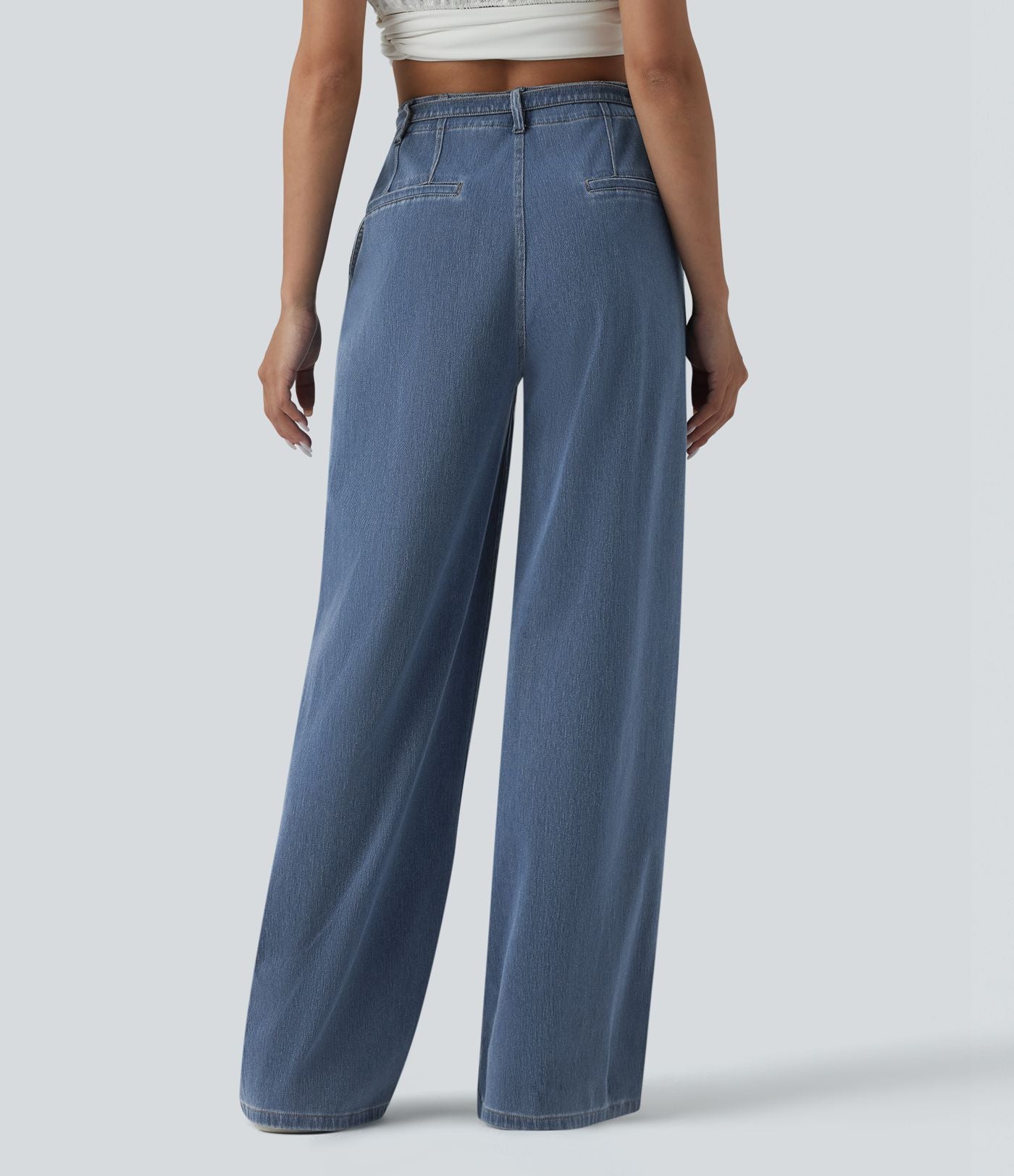 Jean large Halara Flex™ casual taille haute avec ceinture et poches