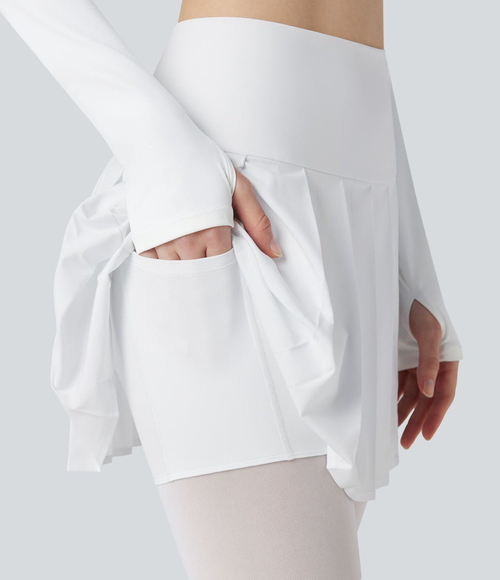 Legging à jupe étrier danse Breezeful™ 2-en-1 taille haute plissé résille contrastante séchage rapide avec poches