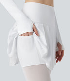 Legging à jupe étrier danse Breezeful™ 2-en-1 taille haute plissé résille contrastante séchage rapide avec poches