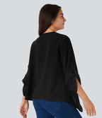 Veste cape décontractée à manches retroussées et coupe cascade