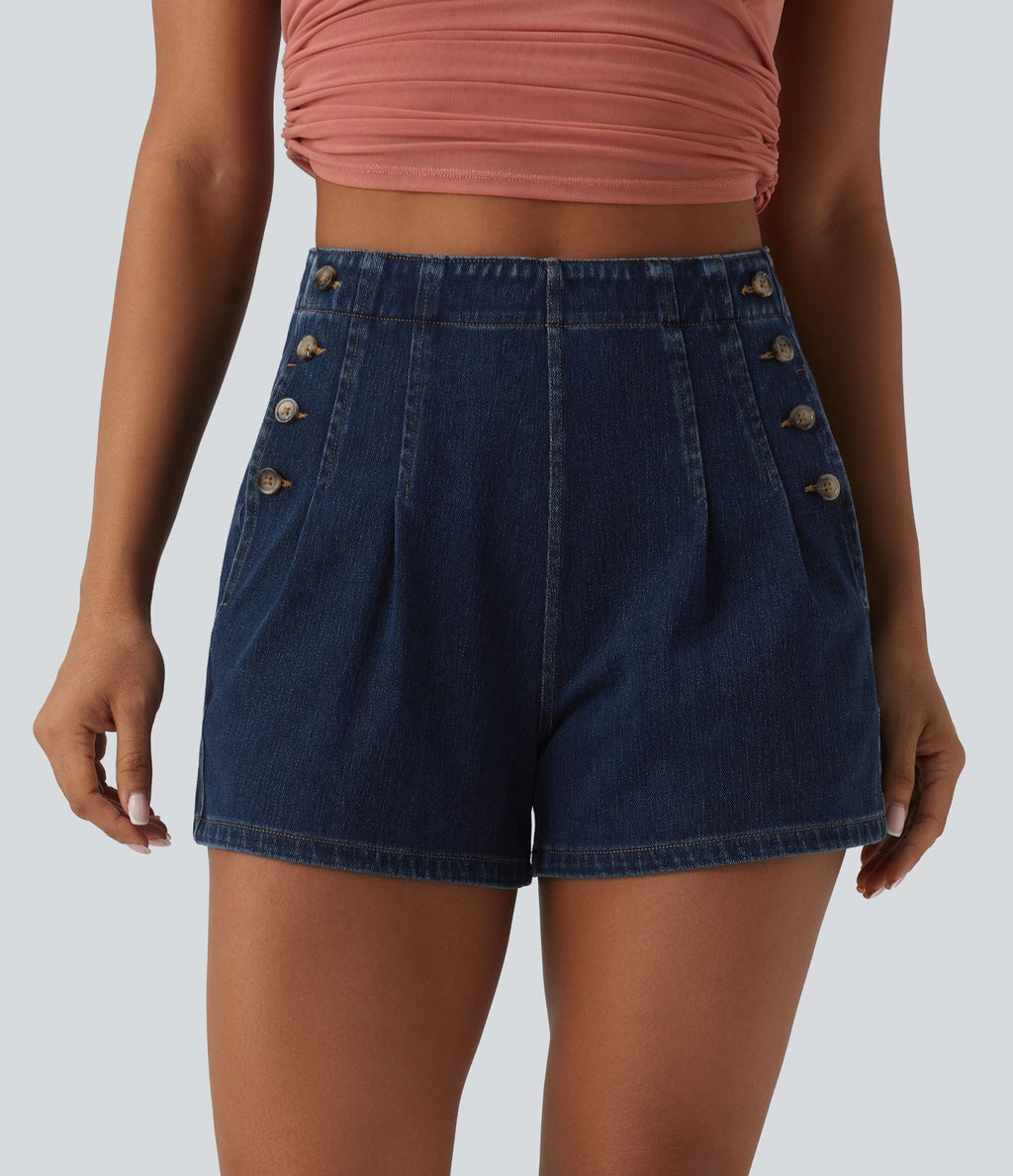 Halara Flex™ Short en denim taille haute 7,5 cm avec poches