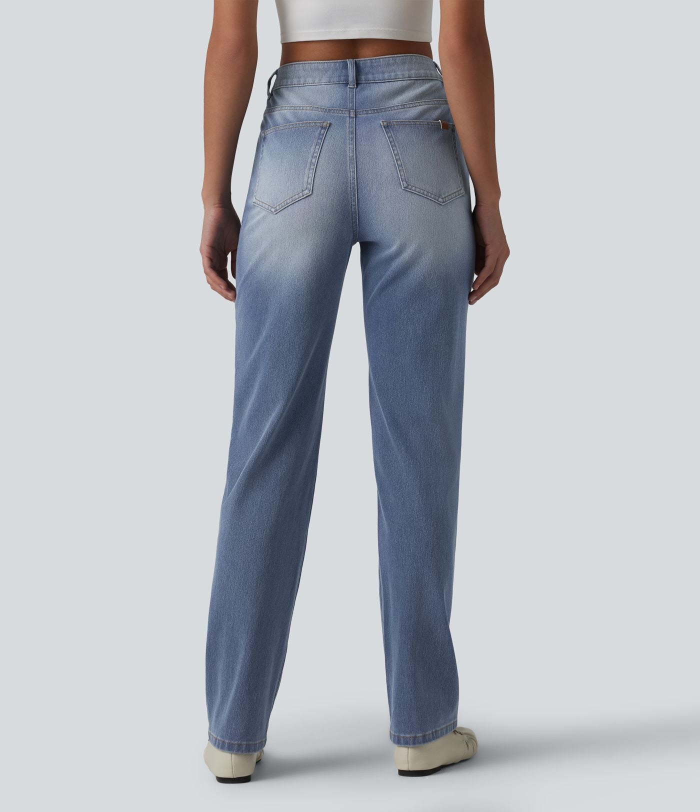 Halara Flex™ Jean droit casual asymétrique taille haute avec poches
