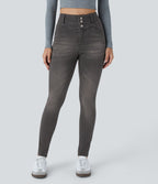 Halara Flex™ Jean skinny Casual Taille Haute Fermeture Éclair Boutonnés Plusieurs Poches Tricot Extensible