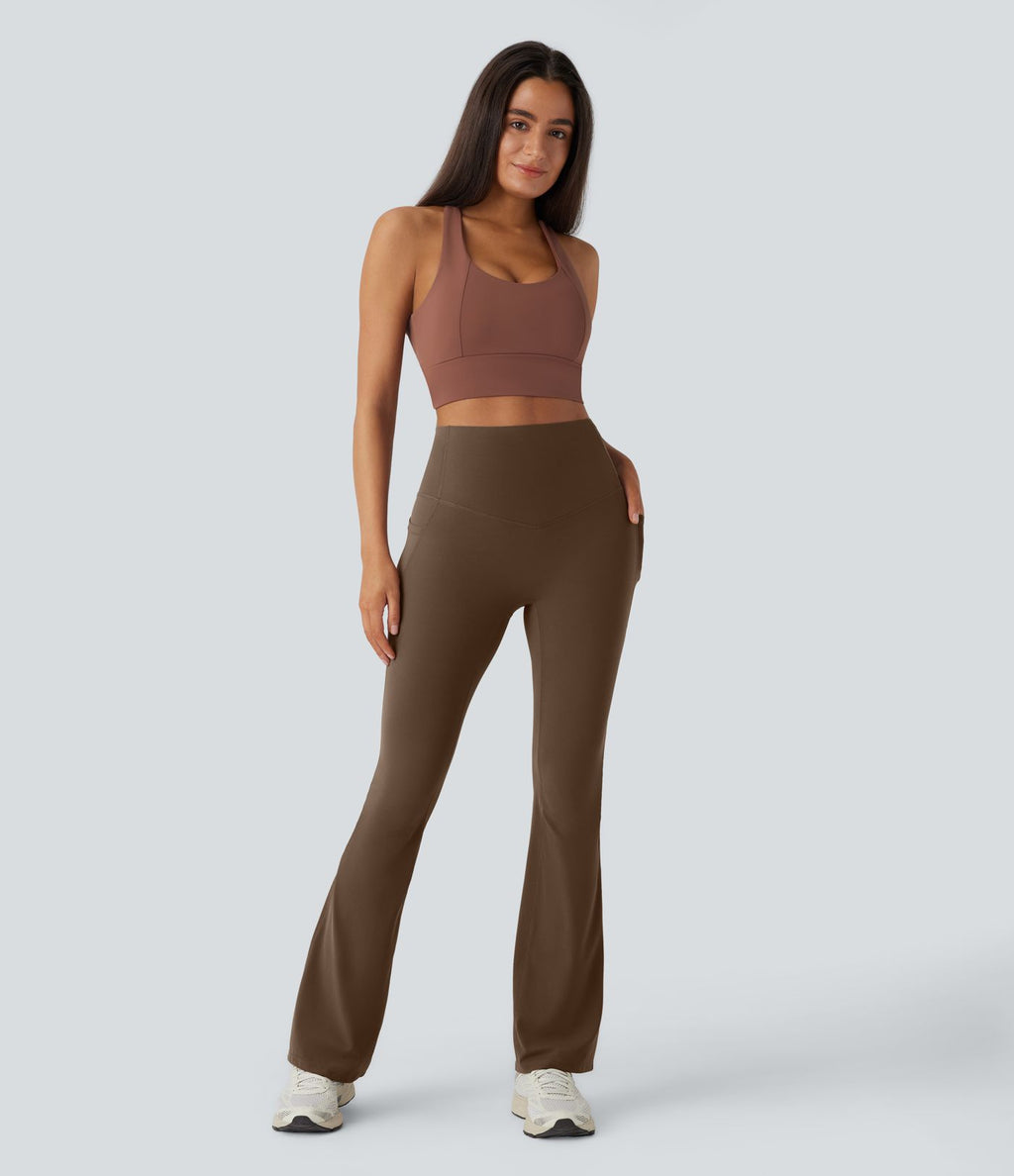 Pantalon de yoga à coupe bootcut gainant taille haute avec poches Halara UltraSculpt™