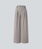 Pantalon Tailleur Large Fluide Halara Flex™ Gaufré Taille Haute Poches Latérales