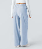 Pantalon Tailleur Large Fluide Halara Flex™ Gaufré Taille Haute Poches Latérales