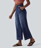 Jean large 7/8 casual Halara Flex™ taille haute ventre plat avec poches