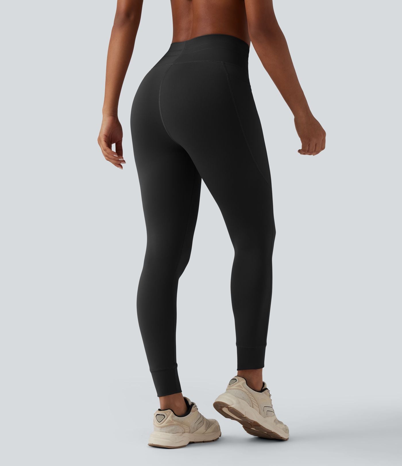 Legging 7/8 de yoga taille haute avec cordon de serrage uni et poches