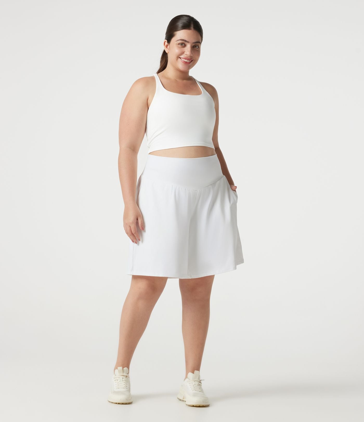 Bermuda de yoga grande taille SoftlyZero™ Airy taille haute effet frais InstantCool avec poches