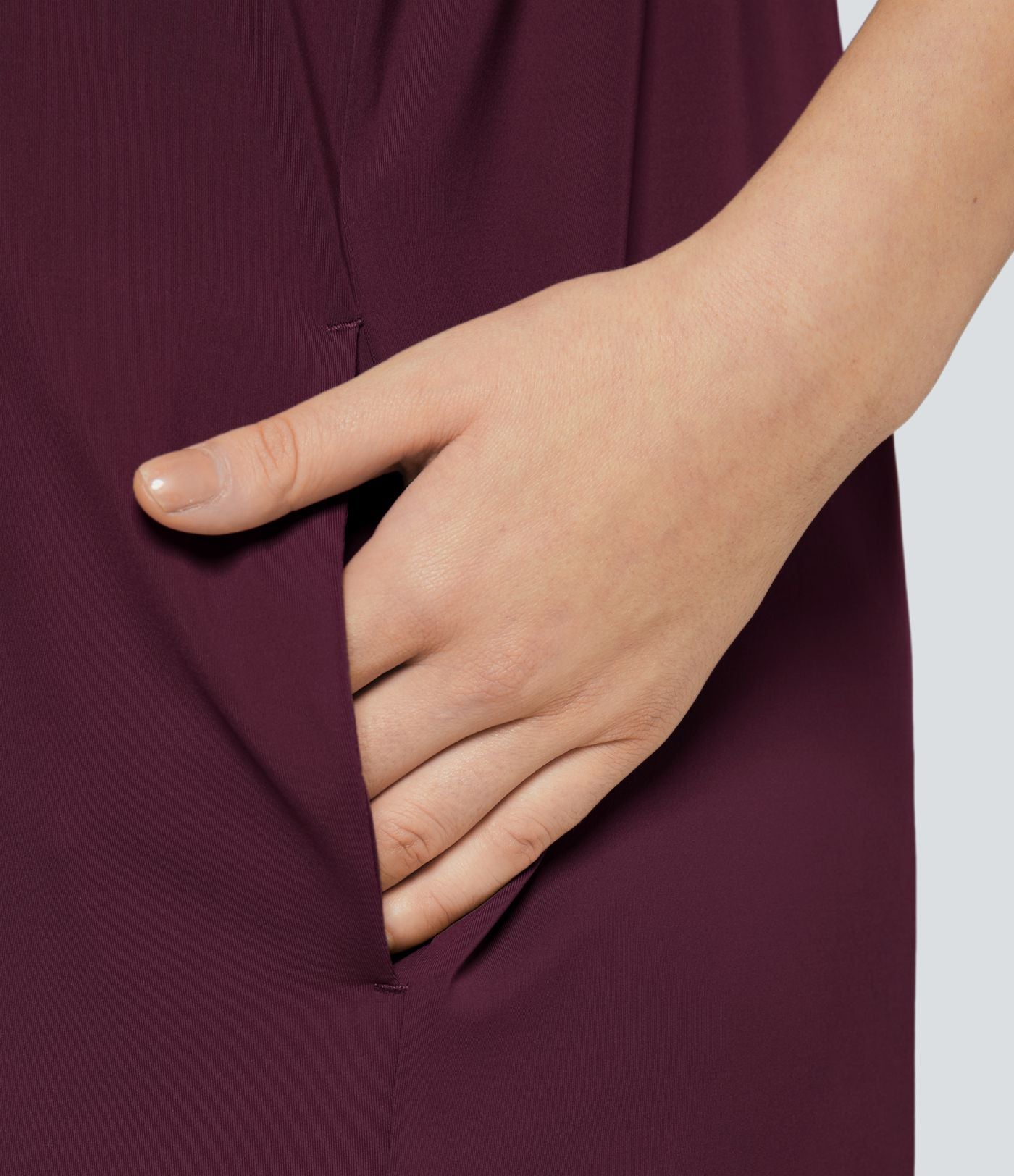 Combinaison Large Casual à Jambes Larges Solide avec Fines Bretelles Réglables Poches Latérales Plissées