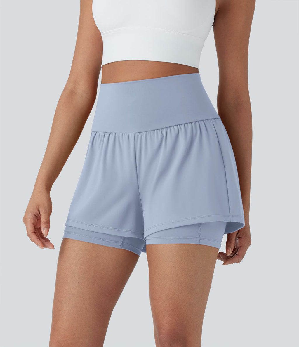 Short de yoga 2-en-1 SoftlyZero™ Airy taille très haute effet frais InstantCool 12,5 cm avec poches
