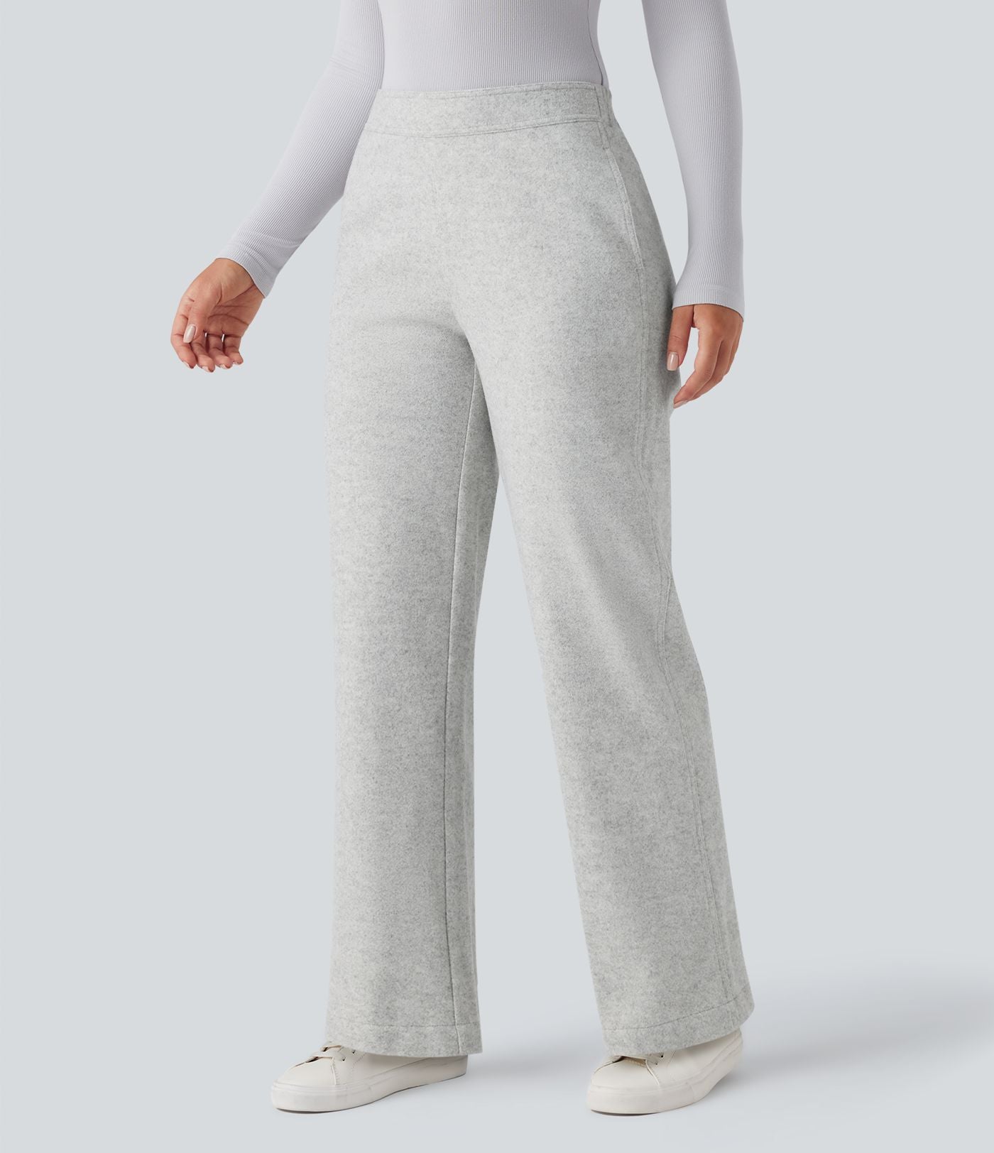 Pantalon tailleur coupe droite taille moyenne avec poches