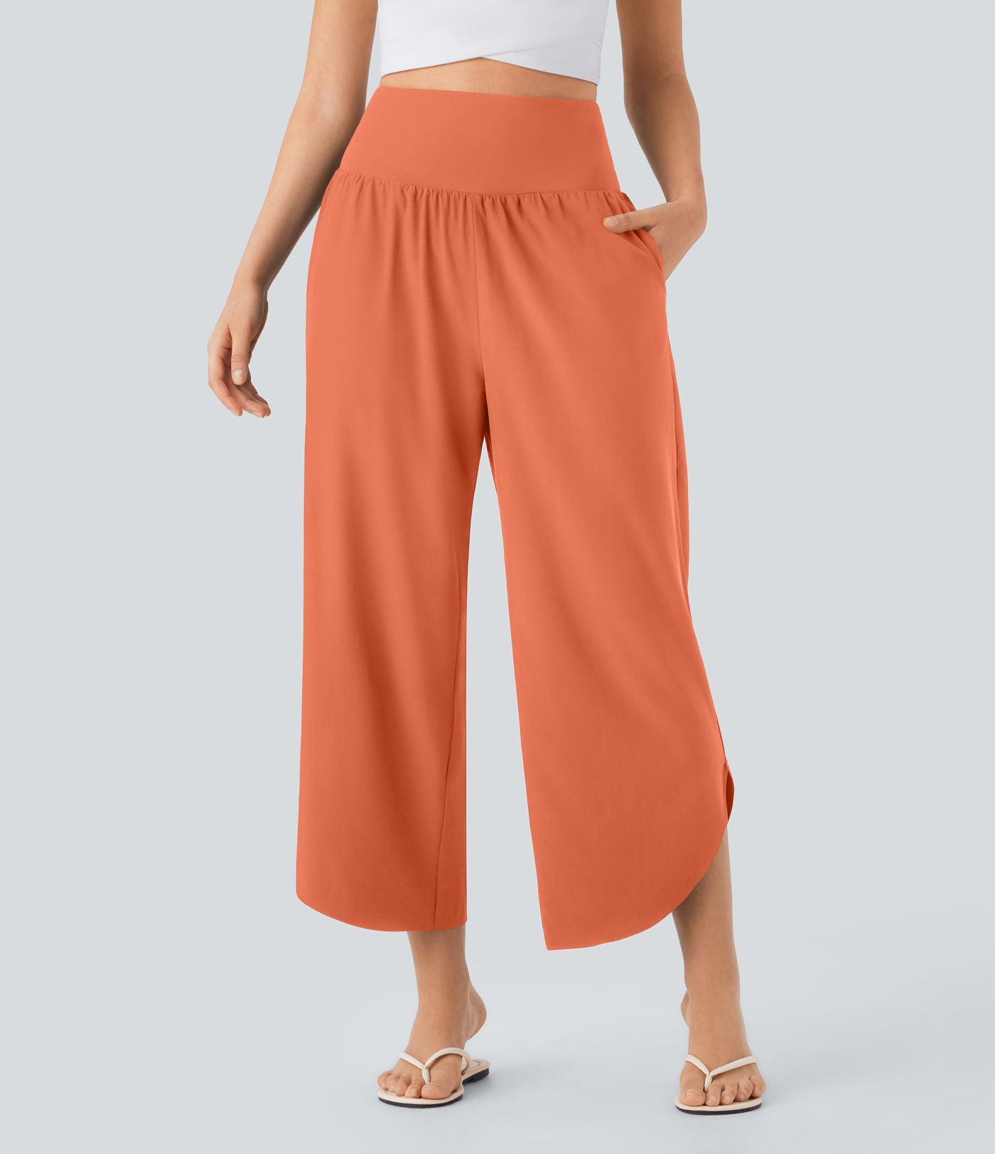 Pantalon fluide resort Breezeful™ à séchage rapide, coupe fendue et effet ventre plat
