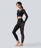 Legging de yoga gainant taille haute avec dentelle contrastée et poche Halara UltraSculpt™