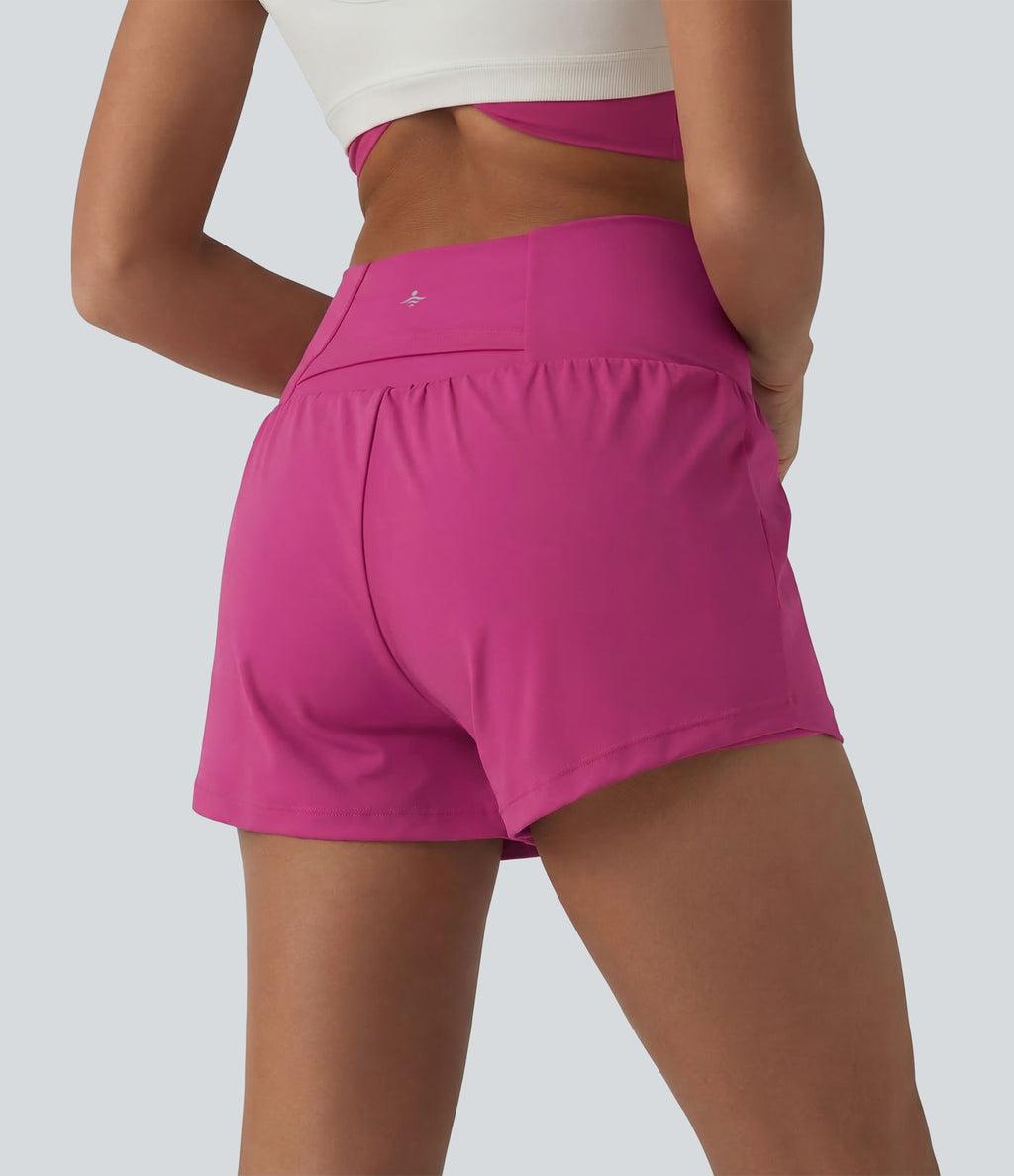 Short de yoga 2-en-1 SoftlyZero™ Airy croisé taille haute 7,5 cm effet frais InstantCool avec poches