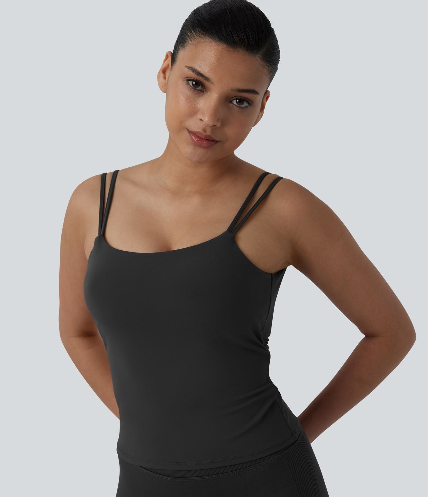 Débardeur court yoga dos nu torsadé doubles bretelles Halara UltraSculpt™ - Longueur allongée
