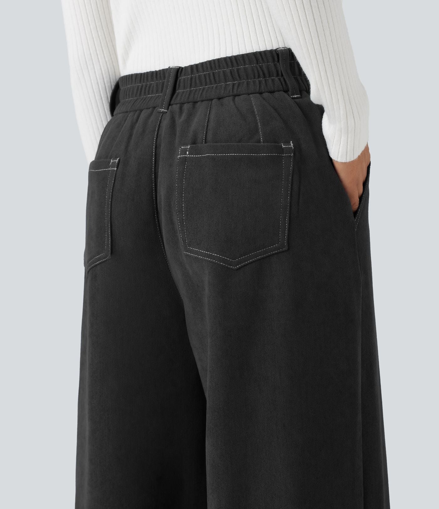 Pantalon baggy taille haute avec poches