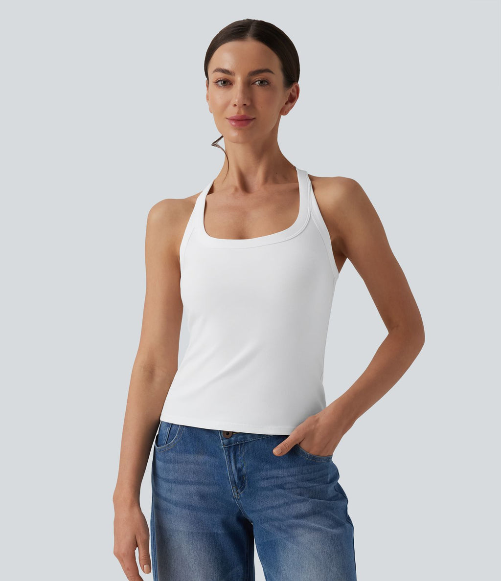 Débardeur Halara décontracté en jersey de coton, dos nageur coupe ultra-ajustée
