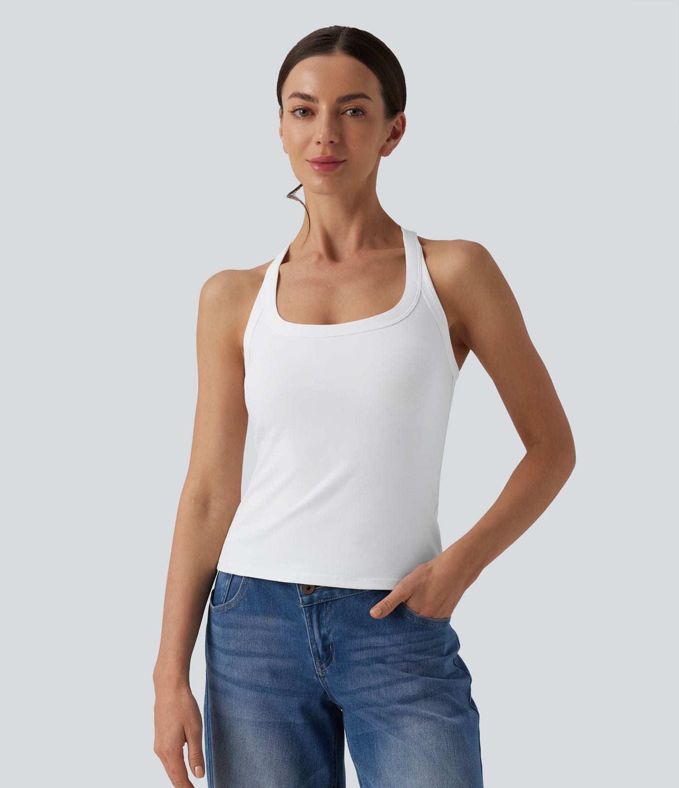 Débardeur Halara décontracté en jersey de coton, dos nageur coupe ultra-ajustée
