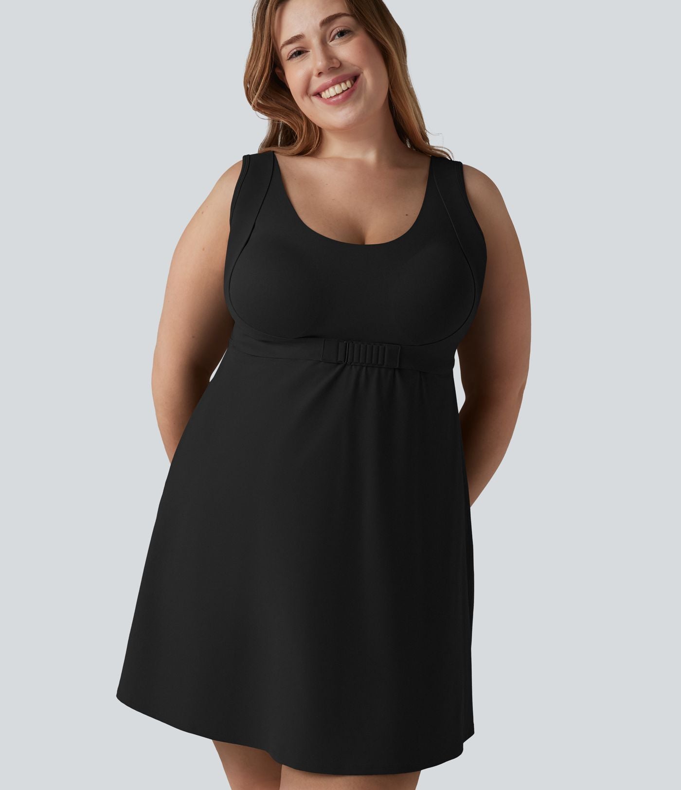 Robe de tennis 2-en-1 Halara UltraSculpt™ grande taille avec soutien-gorge intégré push-up et poches - Édition Easy Peasy