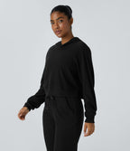 Sweat-shirt décontracté à capuche en maille côtelée avec manches longues et fente