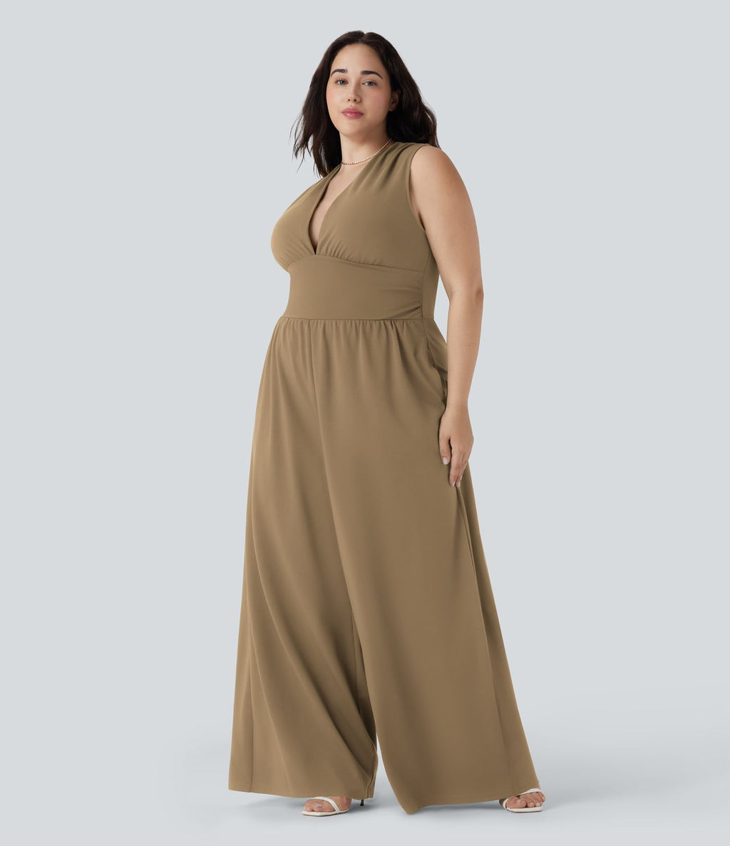 Combinaison grande taille col V sans manches avec poches - Édition Easy Peasy