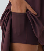Breezeful™ Robe Casual 2 Pièces Dos Nu Haut Bas Poche Latérale Fluide Séchage Rapide