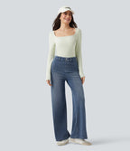 Halara Flex™ Jean large décontracté taille haute gainant avec poches