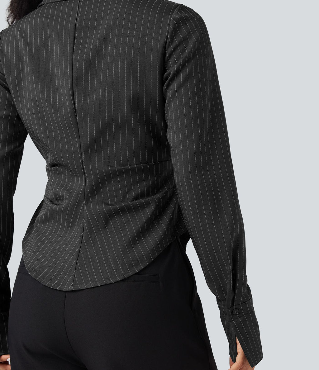 Chemise tailleur portefeuille laçage rayures manches longues