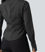 Chemise tailleur portefeuille laçage rayures manches longues