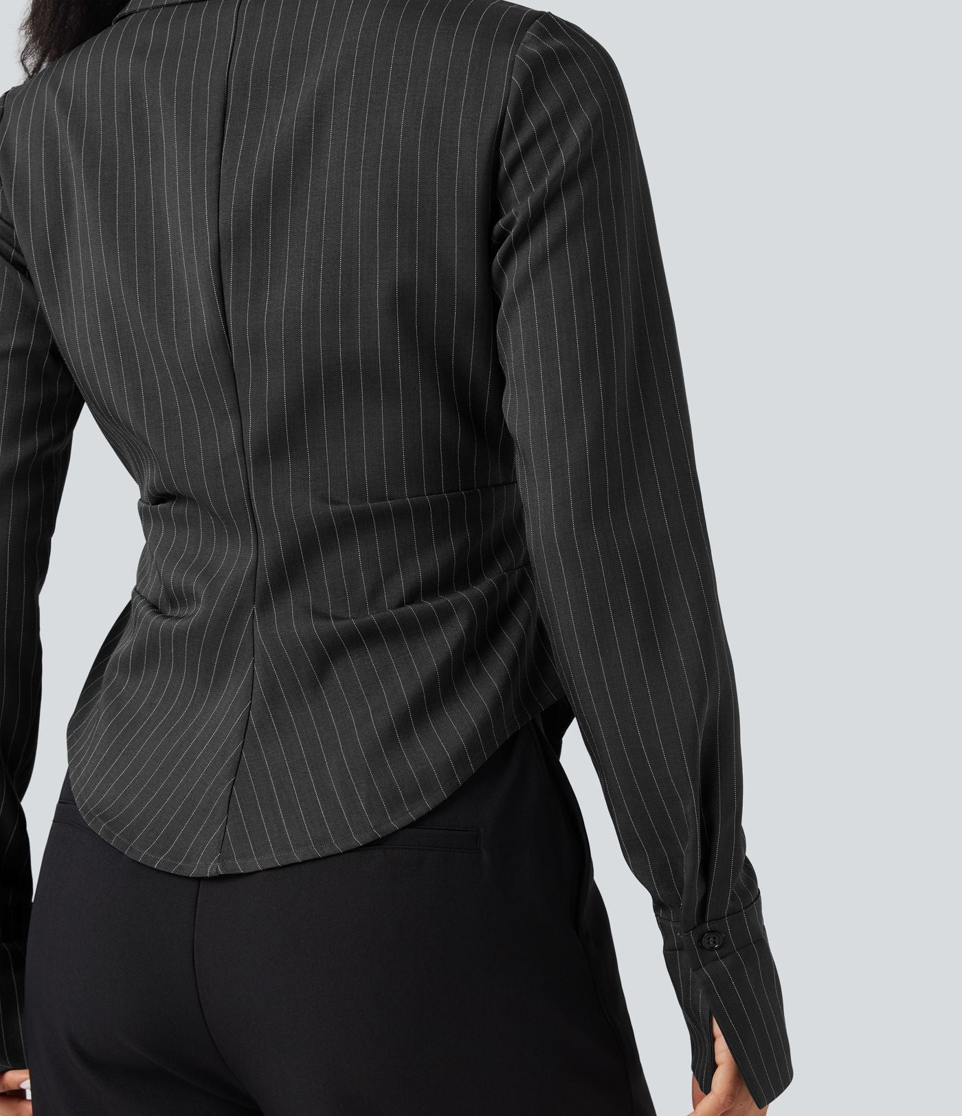 Chemise tailleur portefeuille laçage rayures manches longues