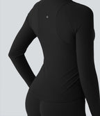 Veste yoga col montant à manches longues avec passants pouces Halara UltraSculpt™ avec poches