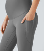Legging de yoga de maternité Softlyzero™ 7/8 ultra taille haute avec poches latérales et dos croisé - Protection UV UPF50+