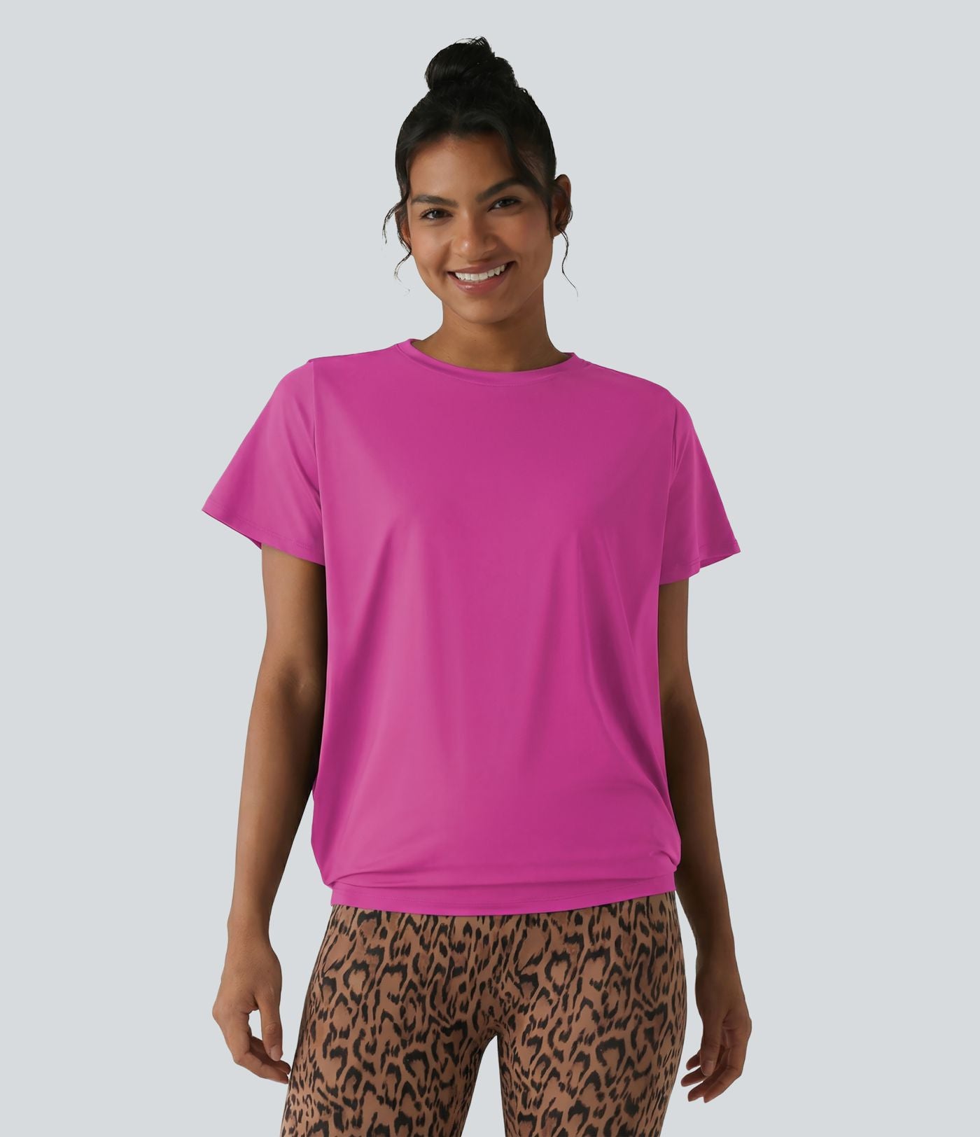 Haut de sport col rond manches courtes effet frais InstantCool avec fronces, protection solaire UPF50+