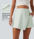Short casual taille haute coupe baggy en mélange de lin avec poches