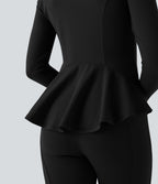Veste ajustée col montant zippée avec passants pouces et ourlet à volants DayStretch avec poches