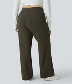 Pantalon coupe droite grande taille taille haute DayStretch avec poches