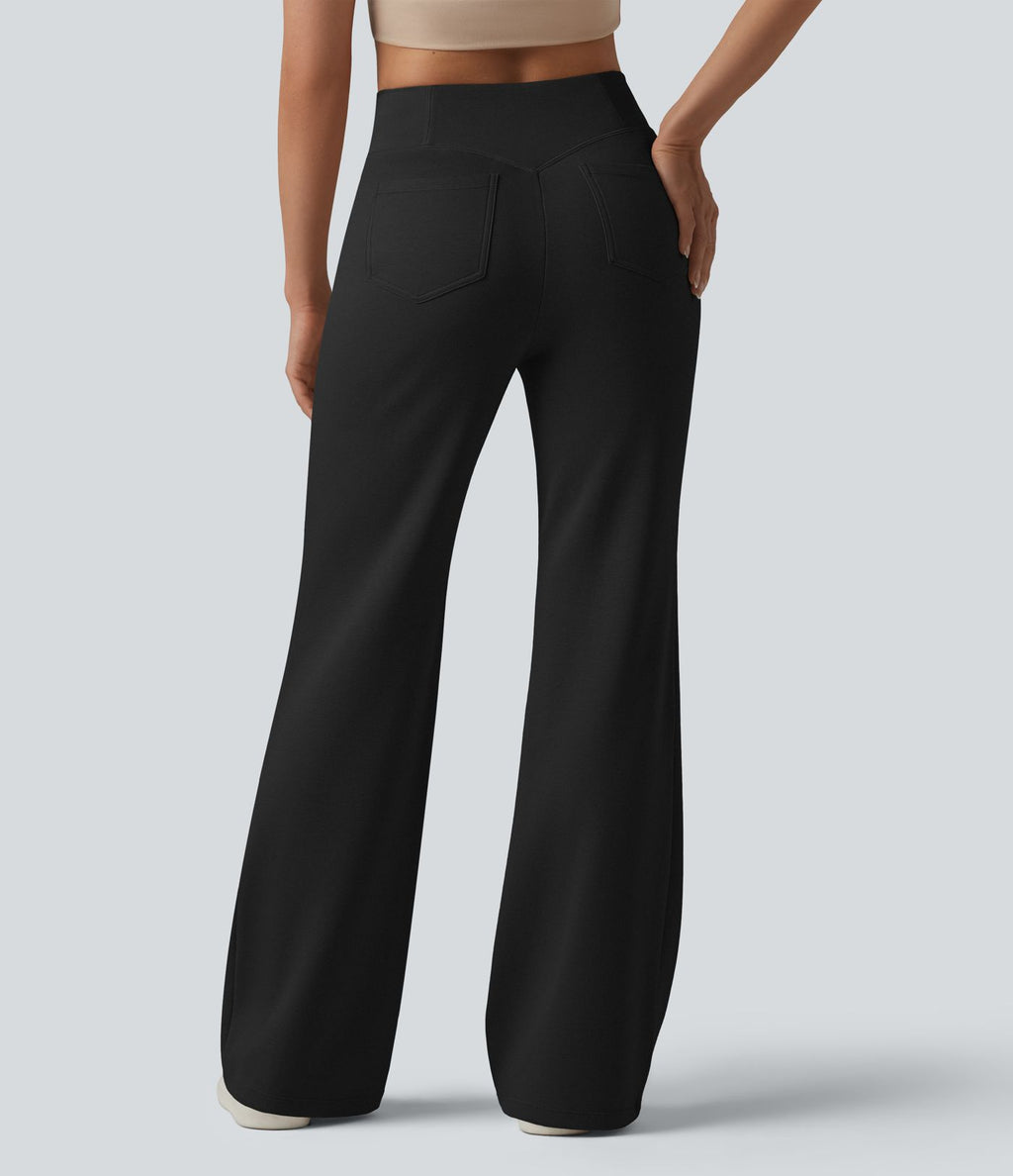 Pantalon évasé SpacerTek™ taille haute croisée avec poches
