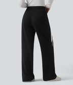 Jogging large décontracté color block taille mi-haute avec cordon de serrage intérieur et poches