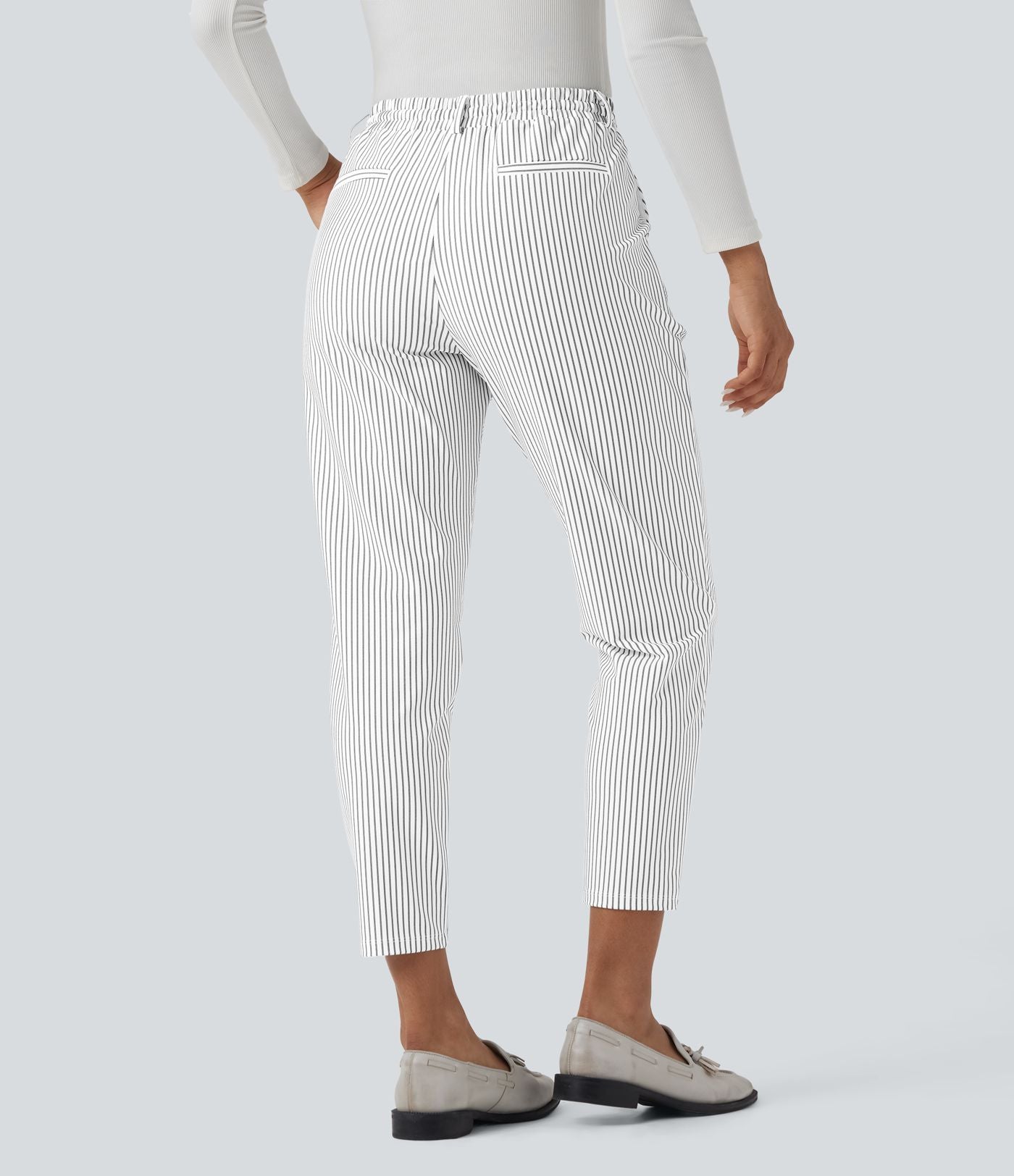 Pantalon Halara Flex™ taille mi-haute à cordon, effet rayé, coupe fuselée avec poches