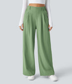 Pantalon Tailleur Large Fluide Halara Flex™ Gaufré Taille Haute Poches Latérales