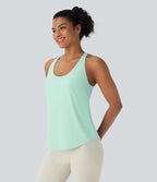 Débardeur yoga dos nu col U avec bretelles croisées, ourlet arrondi et effet frais InstantCool, protection solaire UPF50+