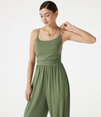 Combinaison jogging décontractée chinée à bretelles réglables, soutien-gorge intégré froncé et poches - Édition Easy Peasy