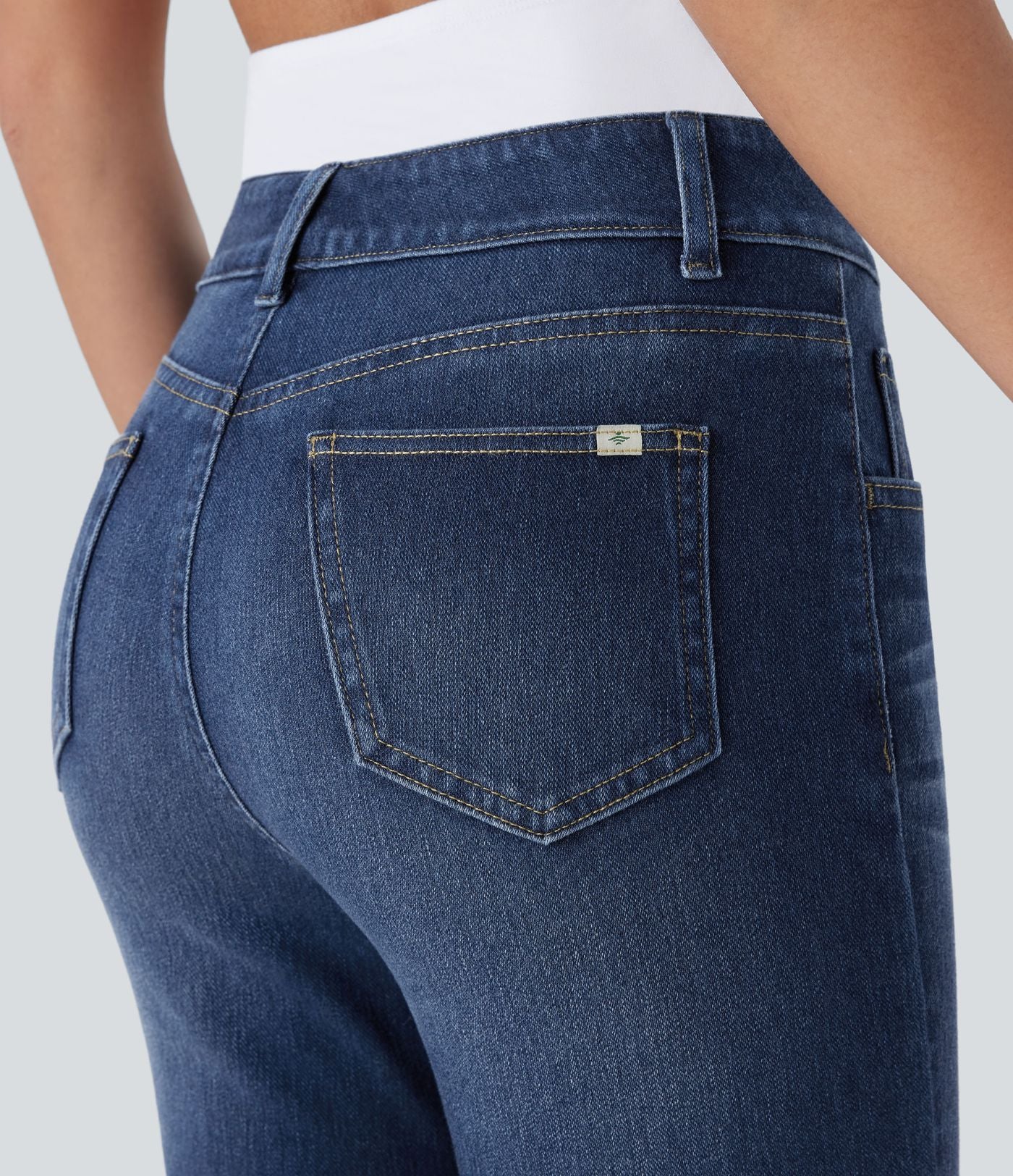 Jean skinny 7/8 décontracté taille mi-haute Halara Flex™ avec poches à enfiler